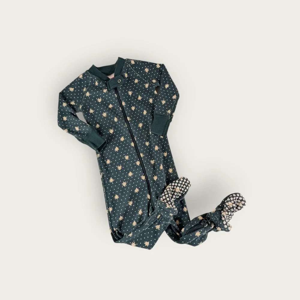 Hanna Andersson Kids 12-18 Months Green Christmas Tree Organic Cotton Sleeper